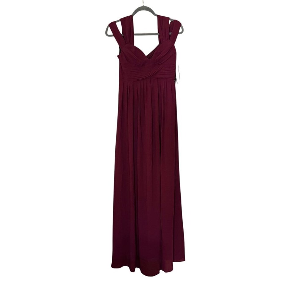 NWT Lulu's Make Me Move Burgundy Maxi Dress Off Shoulder Sleeve Size Medium - Picture 1 of 5